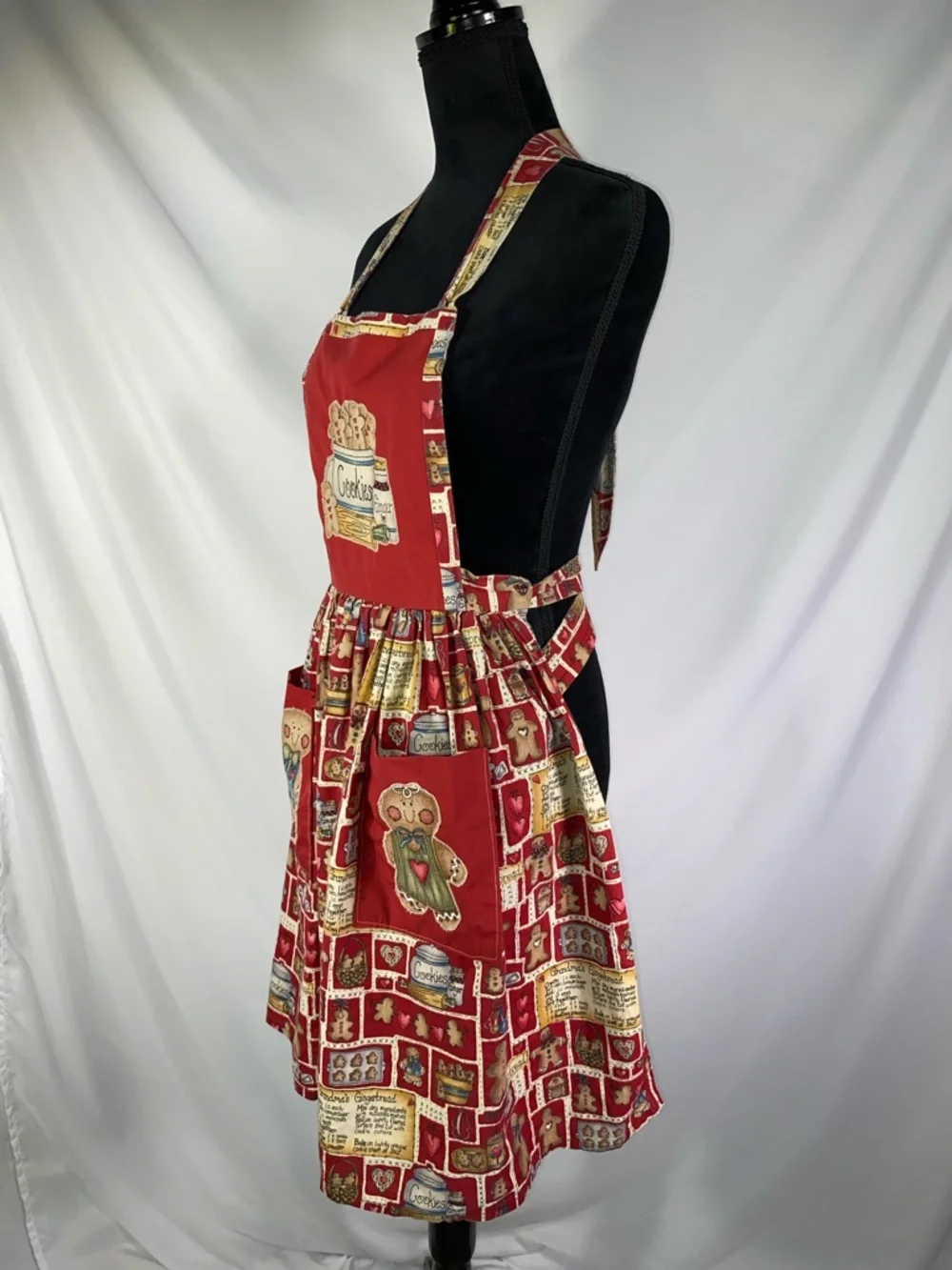 Vintage Baking Apron Grandma's Gingerbread Holiday by Dianna Marcum Red